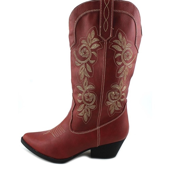 Rampage Shoes - Rampage Size 7M Faux Red Leather Cowboy Boots